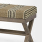 Rectangular Mango Wood Medium Brown Base W Upholstered Beige And Black Stripe Seat Accent Bench By Homeroots