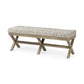 Rectangular Indian Mango Wood Light Brown Base W Beige-Toned Woven Leather Cushion Accent Bench By Homeroots
