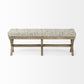 Rectangular Indian Mango Wood Light Brown Base W Beige-Toned Woven Leather Cushion Accent Bench By Homeroots