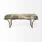 Rectangular MetalAntique Brass W Grey-Toned Hair-On-Leather Seat Accent Bench By Homeroots