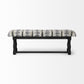Rectangular Indian Mango WoodBlack W Woven-Leather Cushion Top Accent Bench By Homeroots | Benches | Modishstore - 3