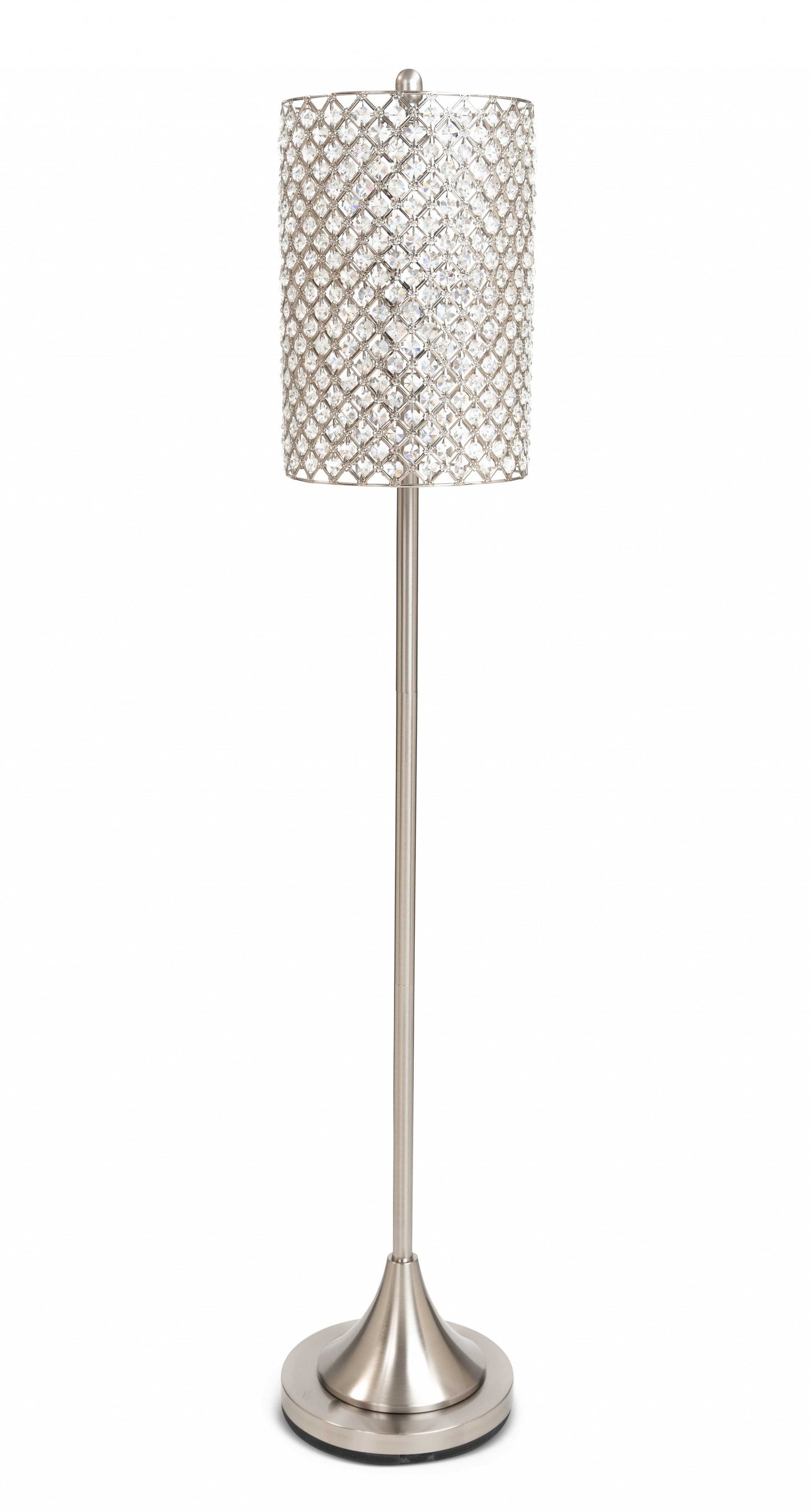 62" Drum Shade Crystal Bead Metal Floor Lamp By Homeroots | Floor Lamps | Modishstore - 2