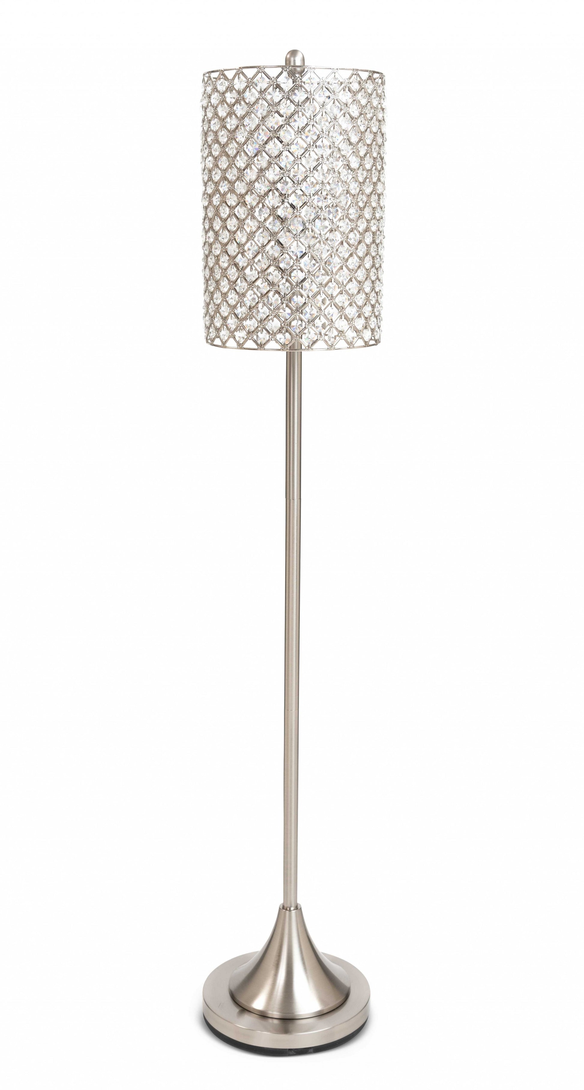 62" Drum Shade Crystal Bead Metal Floor Lamp By Homeroots | Floor Lamps | Modishstore - 2