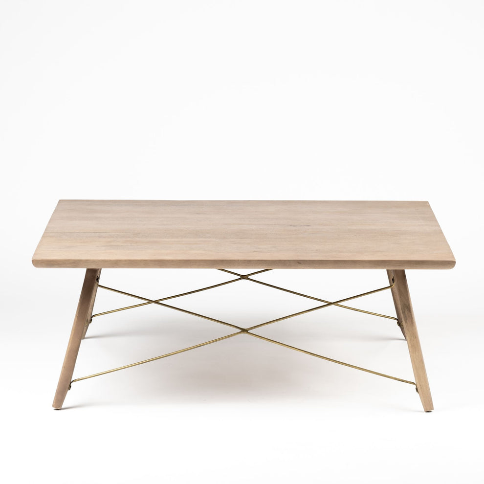 Square Solid Wood Top & Legs Coffee Table wMetal Bracing By Homeroots | Coffee Tables | Modishstore - 2