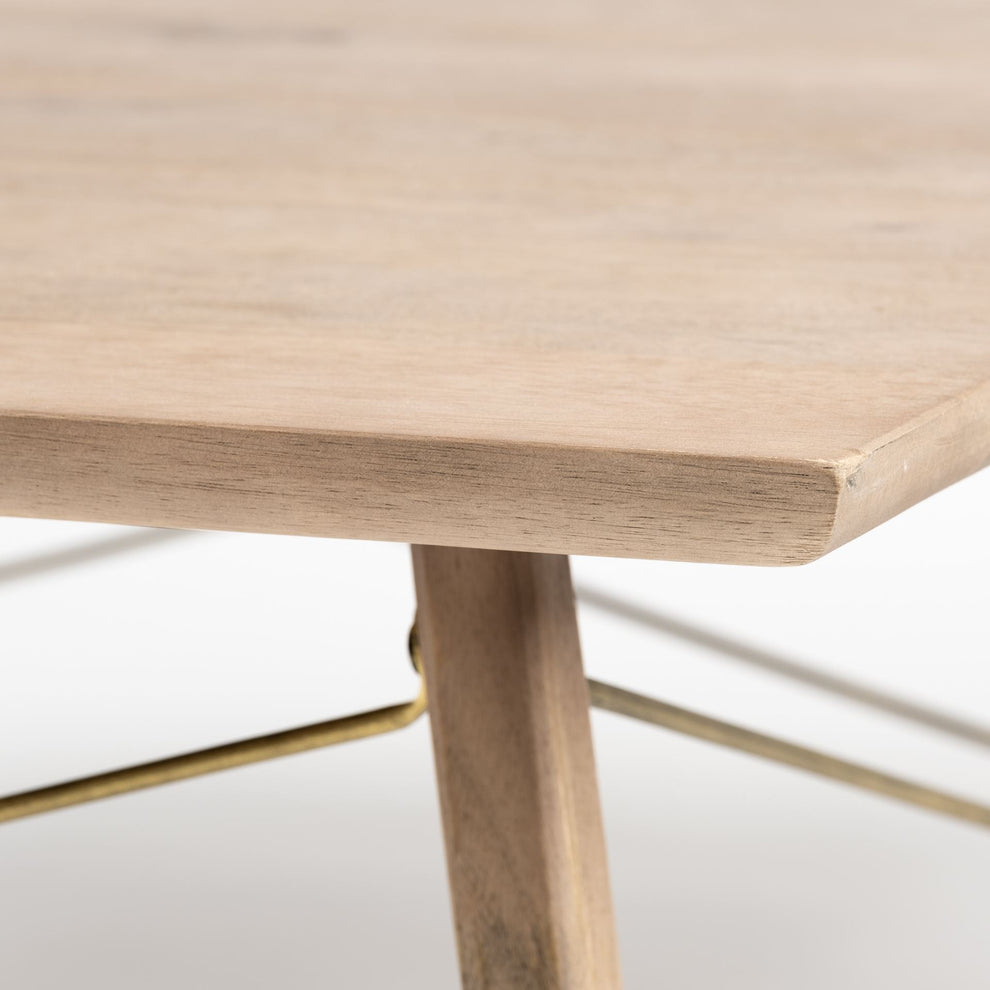 Square Solid Wood Top & Legs Coffee Table wMetal Bracing By Homeroots | Coffee Tables | Modishstore - 3
