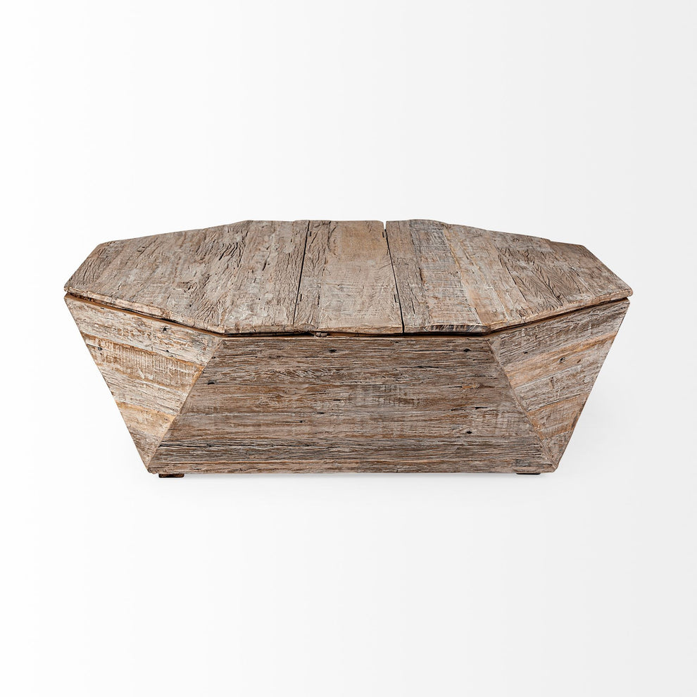 Octogan Solid Wood Hinged Top Coffee Table w Storage By Homeroots | Coffee Tables | Modishstore - 3