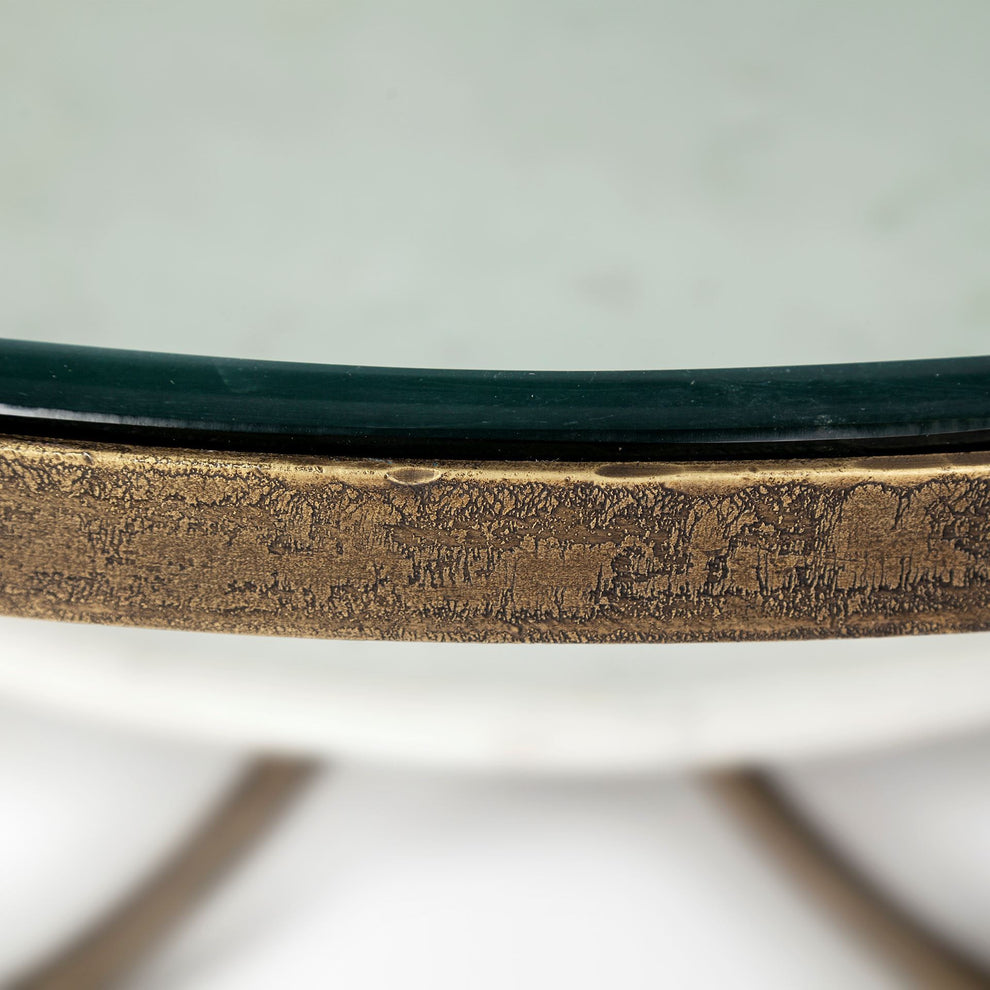36' Round Glass Top Marble Shelf Gold Base Coffee Table By Homeroots | Coffee Tables | Modishstore - 4