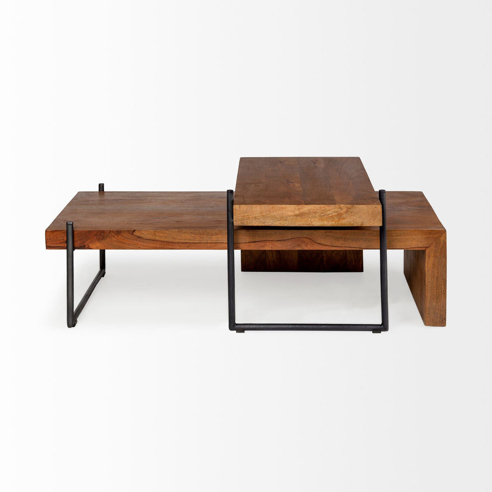S2 Solid Wood Black Metal Nesting Coffee Tables By Homeroots | Coffee Tables | Modishstore - 2