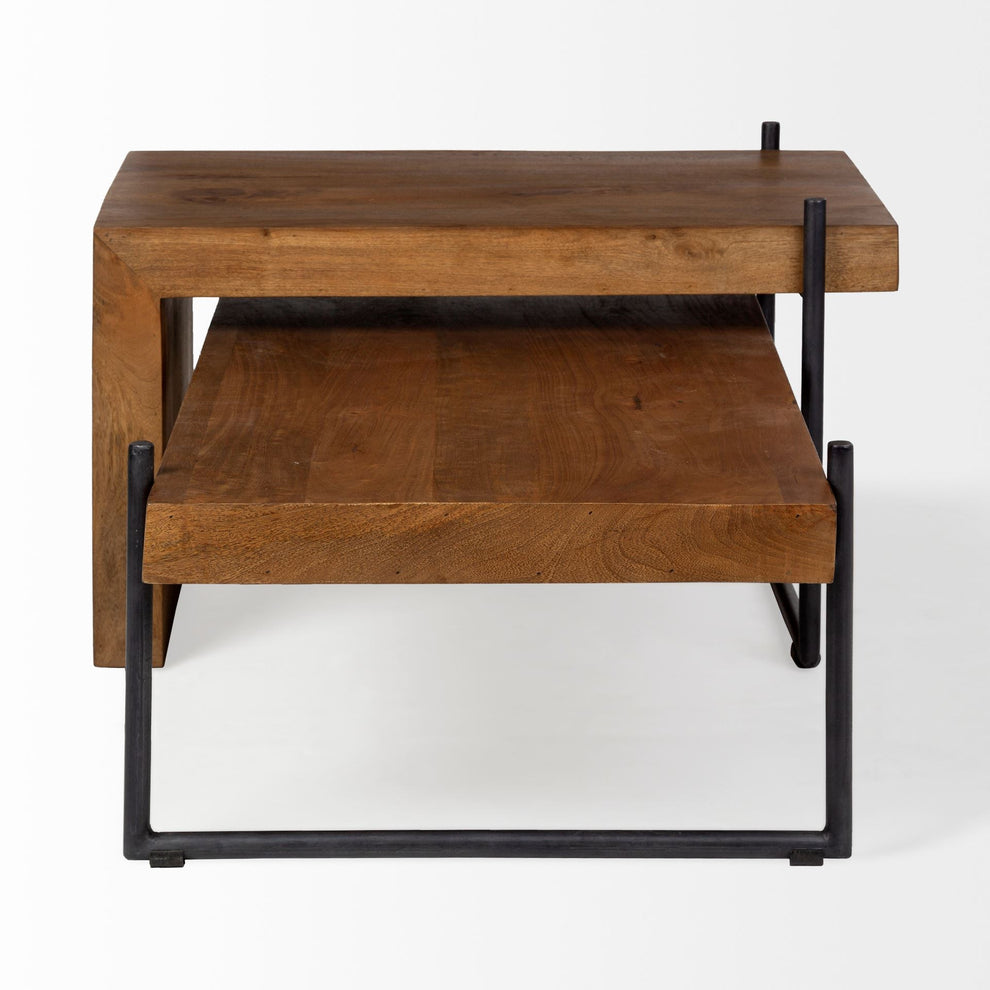 S2 Solid Wood Black Metal Nesting Coffee Tables By Homeroots | Coffee Tables | Modishstore - 4