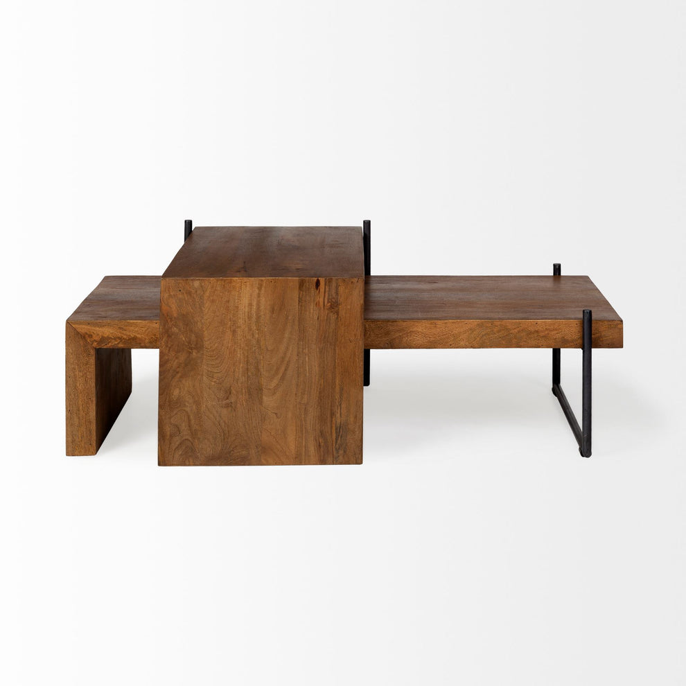 S2 Solid Wood Black Metal Nesting Coffee Tables By Homeroots | Coffee Tables | Modishstore - 5