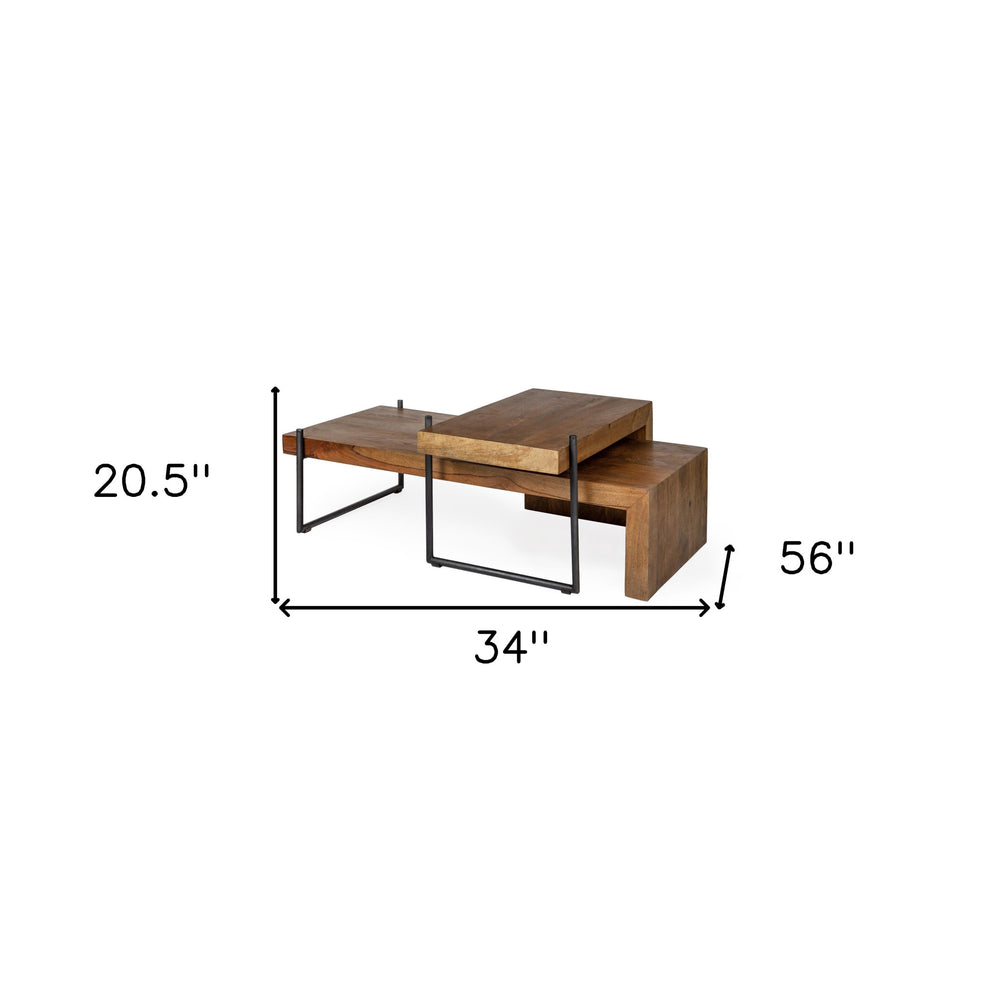 S2 Solid Wood Black Metal Nesting Coffee Tables By Homeroots | Coffee Tables | Modishstore - 8