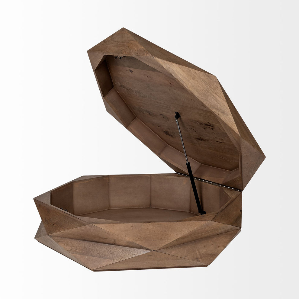 Hexagonal Hinged Solid Wood Top and Base Coffee Table By Homeroots | Coffee Tables | Modishstore - 3