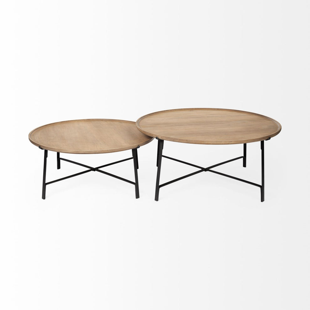 S 2 Solid Wood Top Black Metal Base Nesting Coffee Tables By Homeroots | Coffee Tables | Modishstore - 2