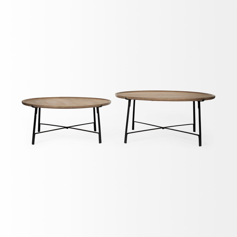 S 2 Solid Wood Top Black Metal Base Nesting Coffee Tables By Homeroots | Coffee Tables | Modishstore - 3