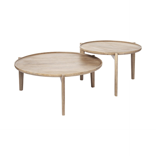 S 2 39.5' & 31.25' Round Solid Wood Nesting Coffee Tables By Homeroots | Coffee Tables | Modishstore