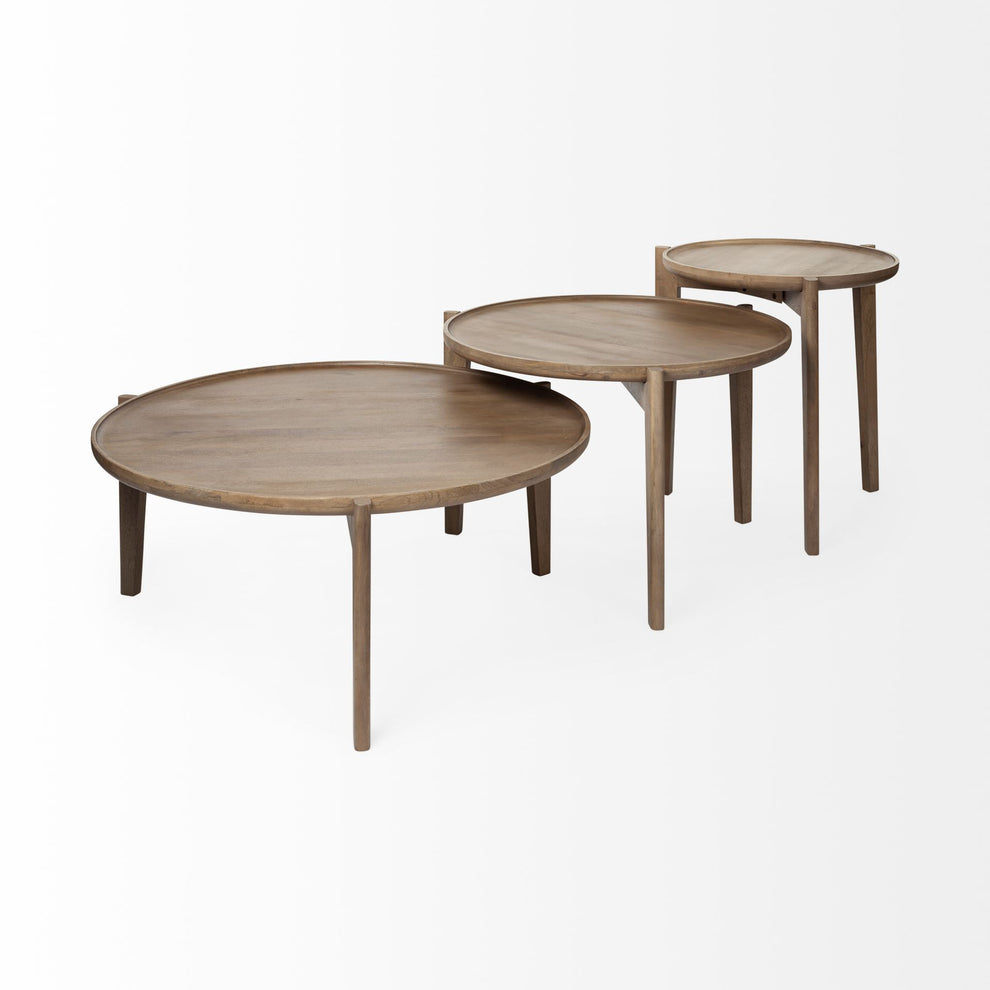S 2 39.5' & 31.25' Round Solid Wood Nesting Coffee Tables By Homeroots | Coffee Tables | Modishstore - 5