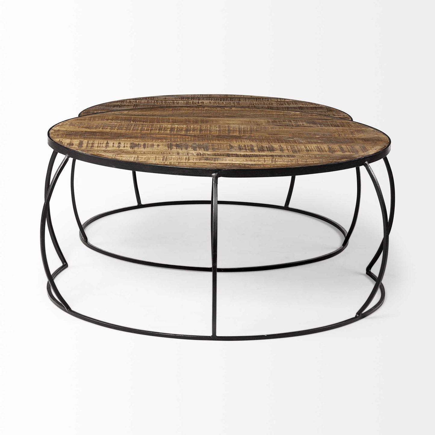 S2 41' & 38' Round Wood Top Nesting Coffee Tables By Homeroots - 376284