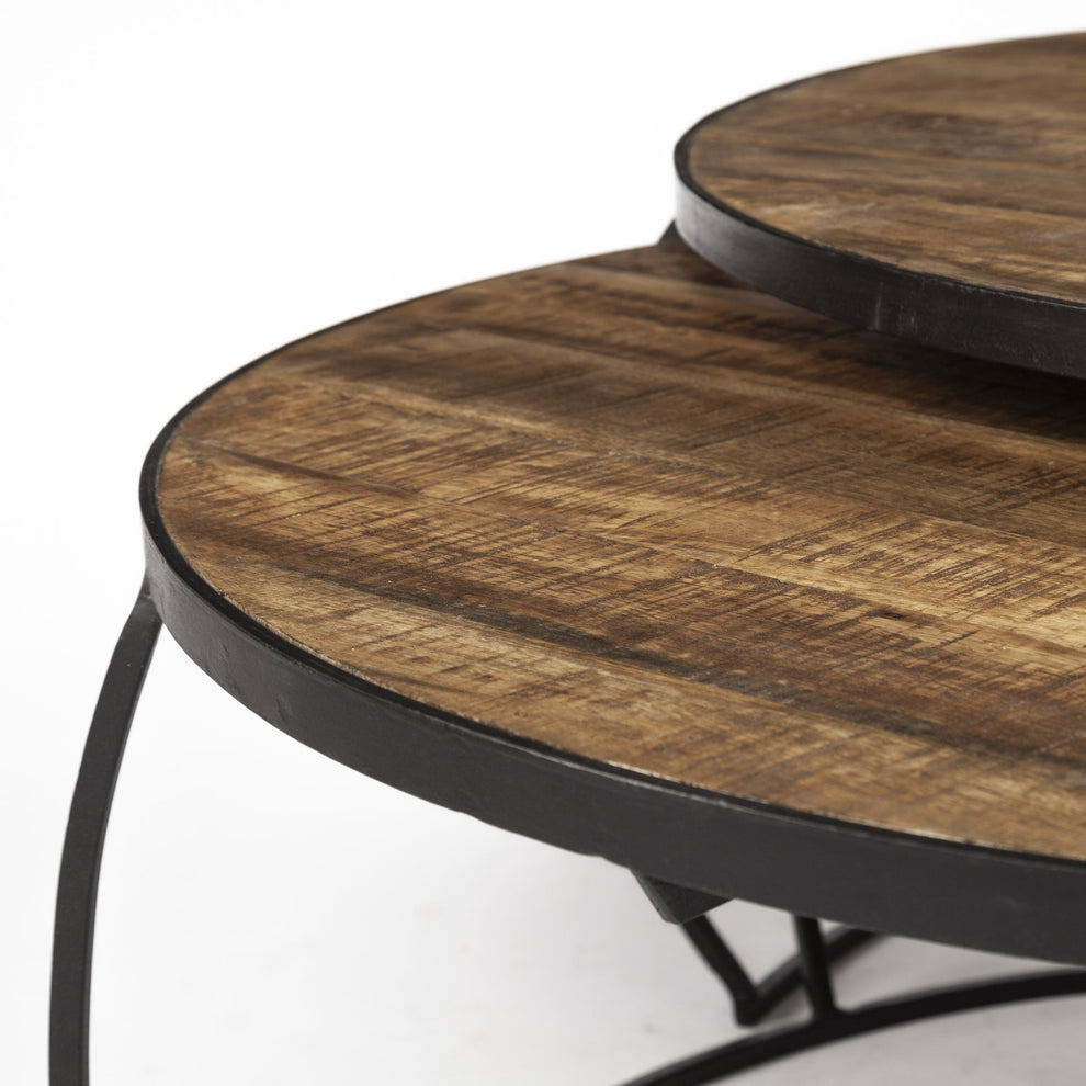 S2 41' & 38' Round Wood Top Nesting Coffee Tables By Homeroots - 376284 | Coffee Tables | Modishstore - 6