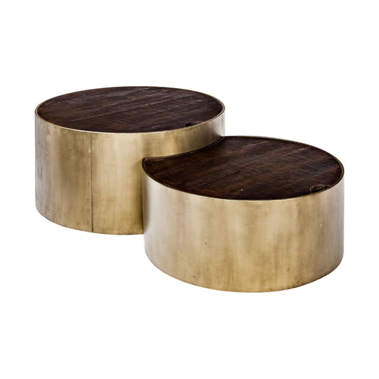 S2 39.5' & 31.25' Round Wood Nesting Coffee Tables By Homeroots | Coffee Tables | Modishstore