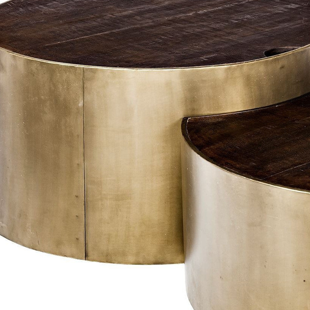 S2 39.5' & 31.25' Round Wood Nesting Coffee Tables By Homeroots | Coffee Tables | Modishstore - 3