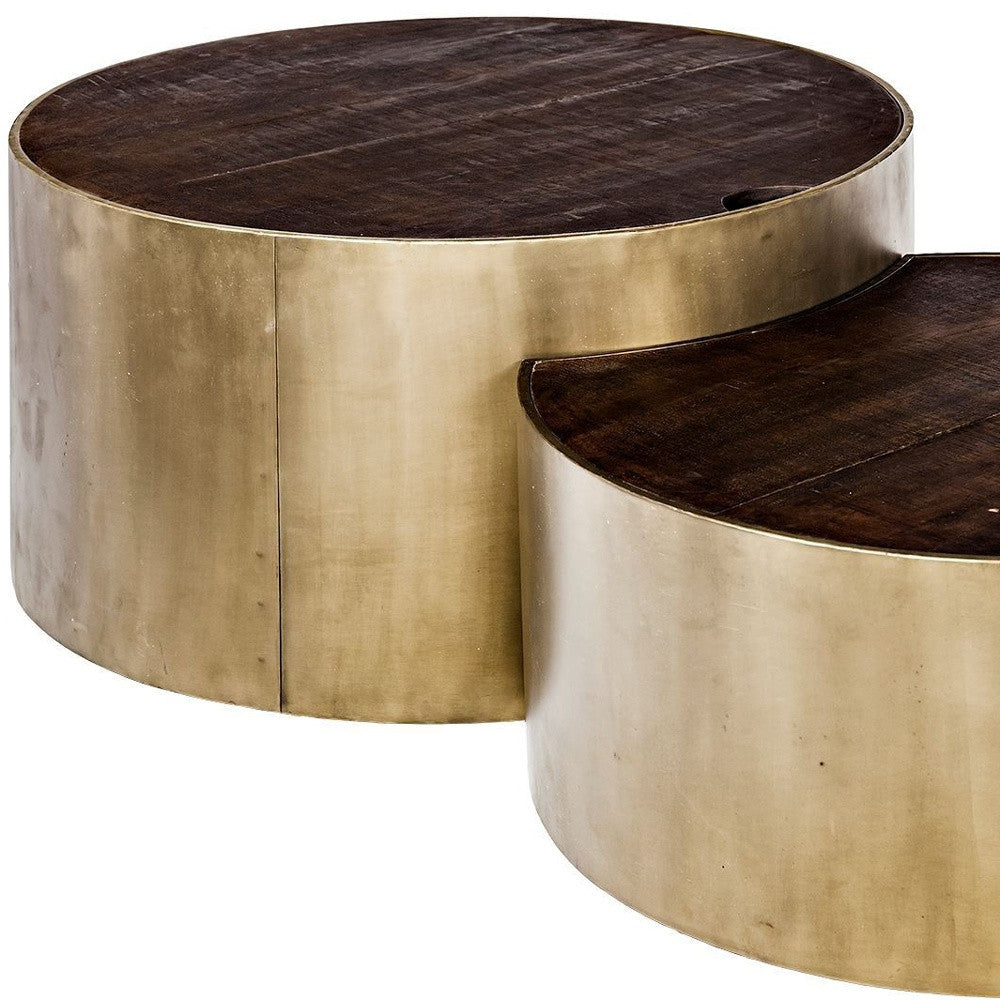 S2 39.5' & 31.25' Round Wood Nesting Coffee Tables By Homeroots | Coffee Tables | Modishstore - 4