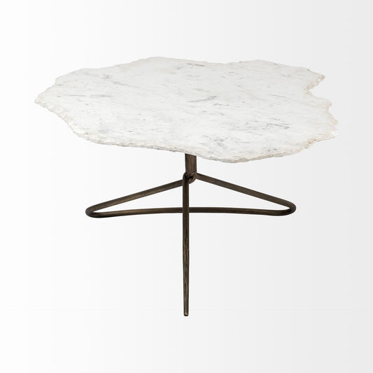 Irregular White Marble Top and Gold Metal Base Coffee Table By Homeroots | Coffee Tables | Modishstore