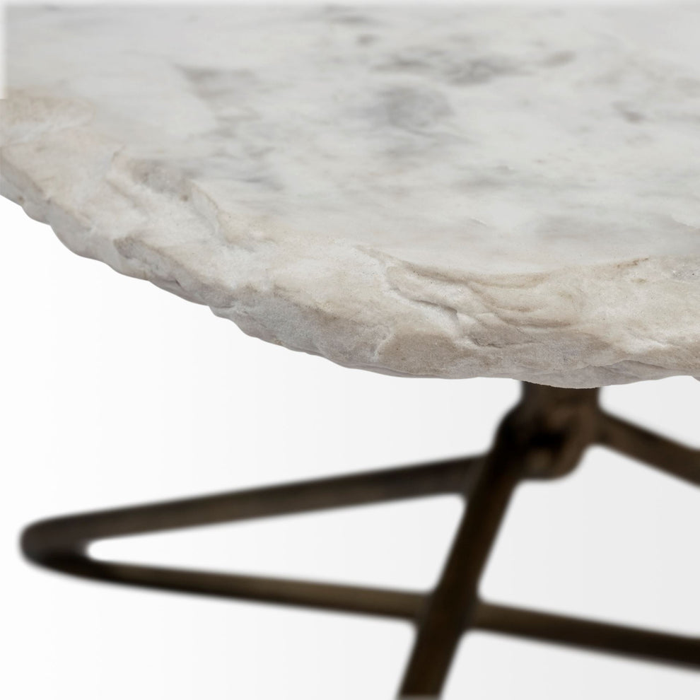 Irregular White Marble Top and Gold Metal Base Coffee Table By Homeroots | Coffee Tables | Modishstore - 3