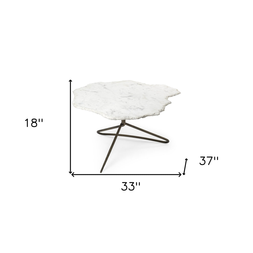 Irregular White Marble Top and Gold Metal Base Coffee Table By Homeroots | Coffee Tables | Modishstore - 5