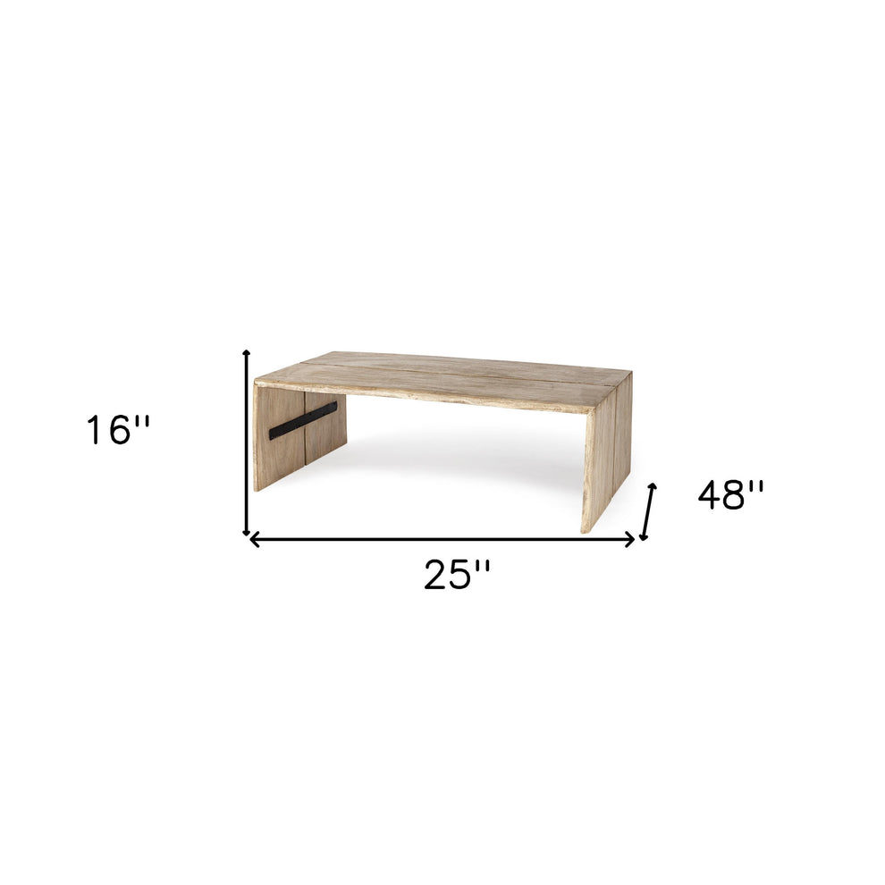Rectangular Solid Wood Top and Base Coffee Table By Homeroots | Coffee Tables | Modishstore - 7