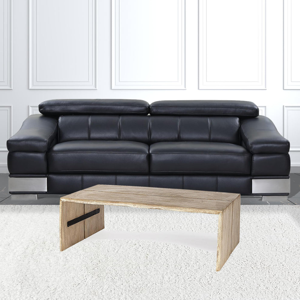 Rectangular Solid Wood Top and Base Coffee Table By Homeroots | Coffee Tables | Modishstore - 3