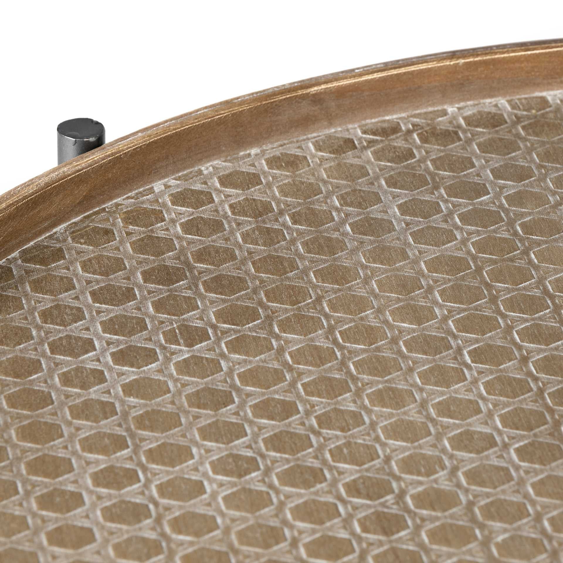 33' Round Black Wood and Metal Frame Two Tier Coffee Table By Homeroots | Coffee Tables | Modishstore - 3