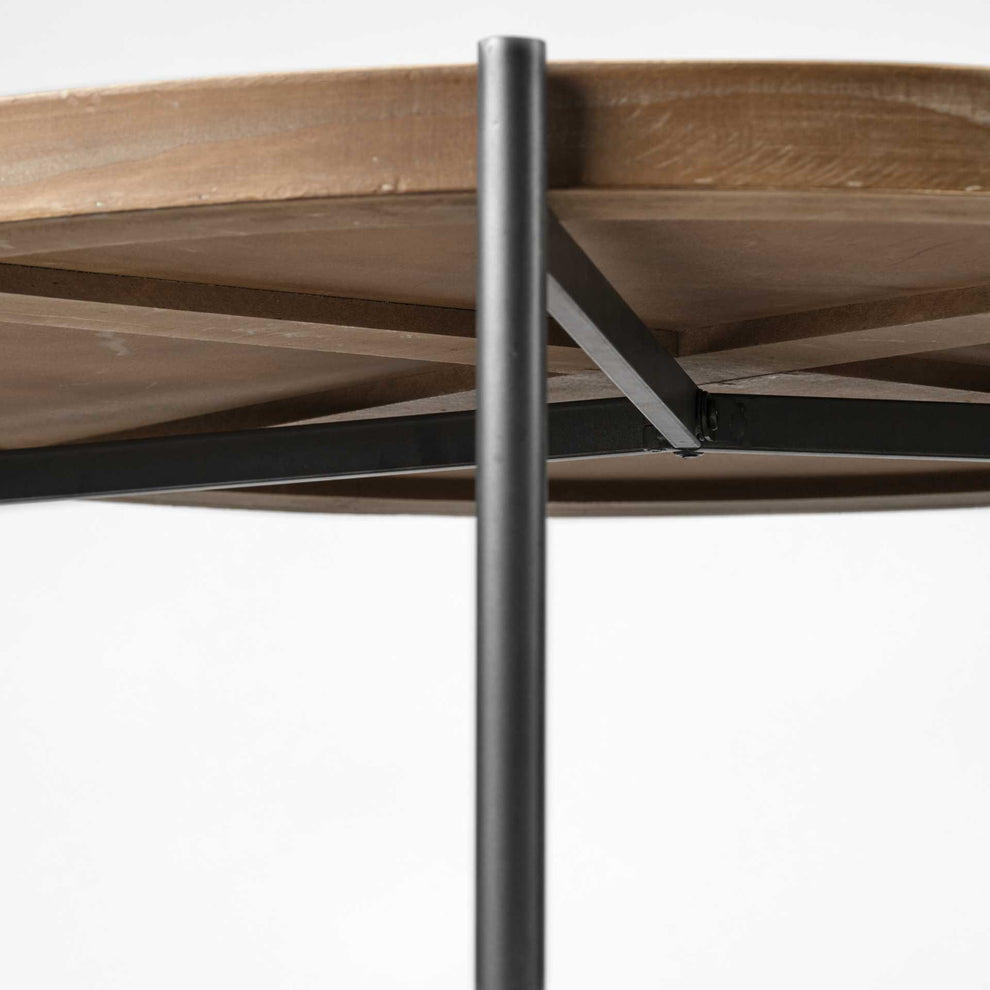 33' Round Black Wood and Metal Frame Two Tier Coffee Table By Homeroots | Coffee Tables | Modishstore - 4