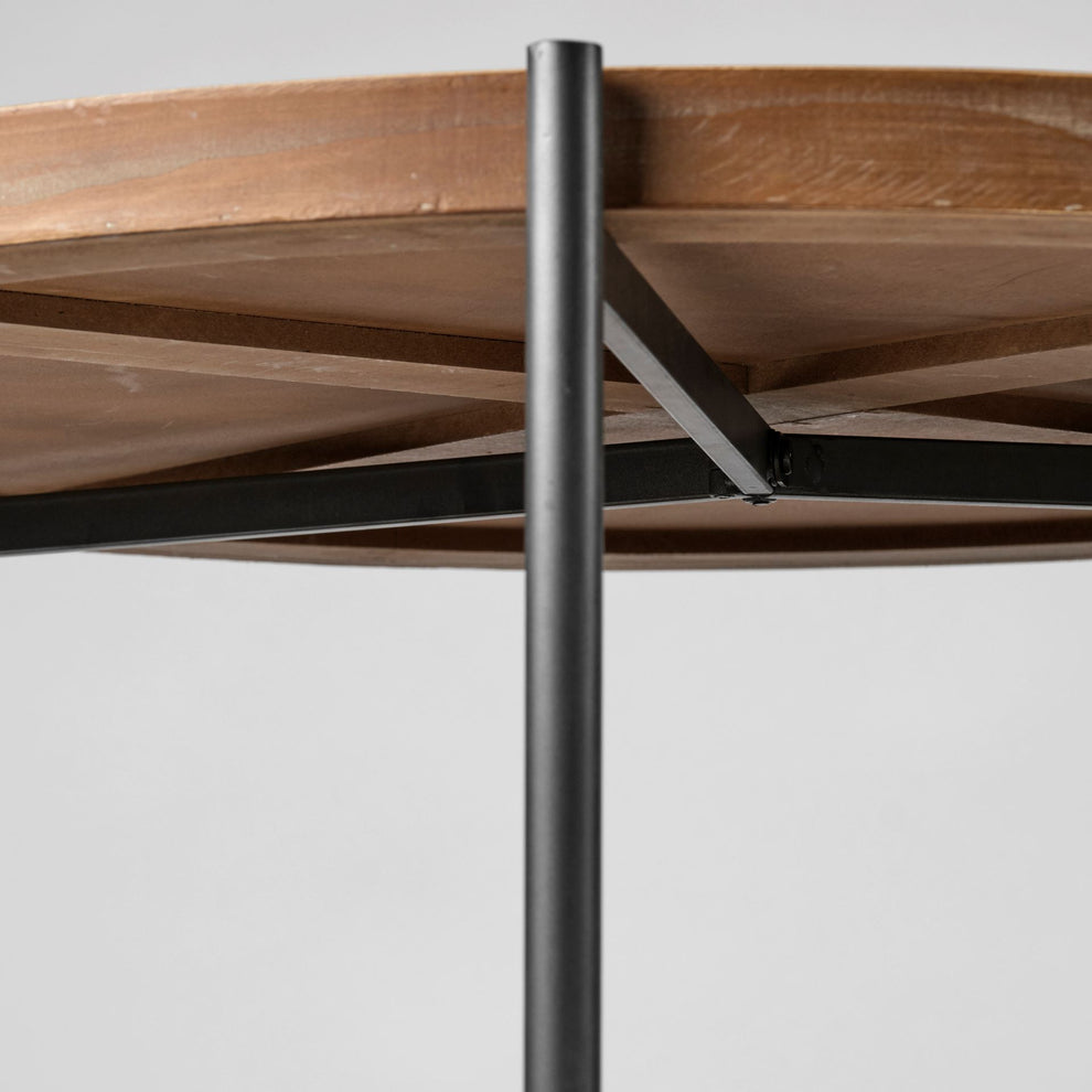 33' Round Black Wood and Metal Frame Two Tier Coffee Table By Homeroots | Coffee Tables | Modishstore - 5