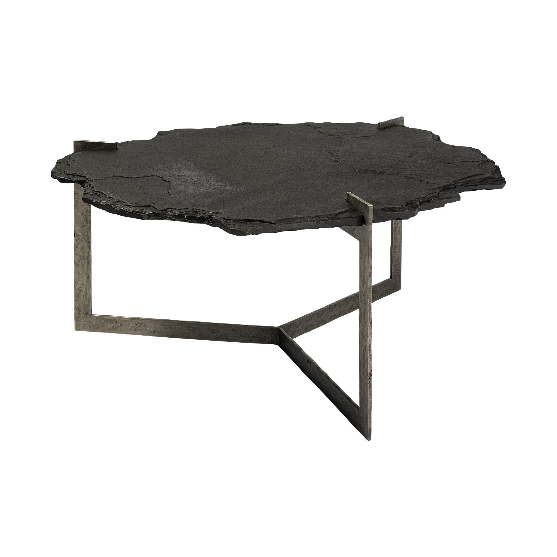 Irregular Live-Edge Slat wFlat Iron Base Coffee Table Top By Homeroots | Coffee Tables | Modishstore