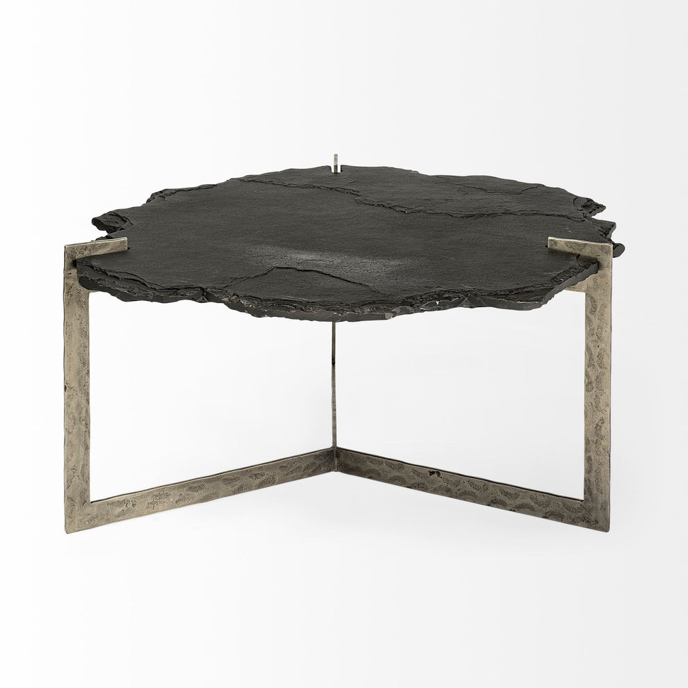 Irregular Live-Edge Slat wFlat Iron Base Coffee Table Top By Homeroots | Coffee Tables | Modishstore - 2