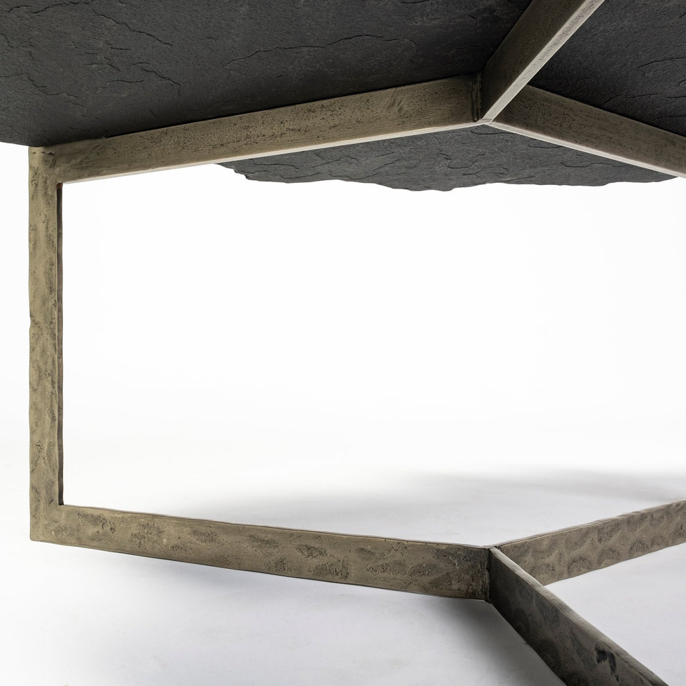 Irregular Live-Edge Slat wFlat Iron Base Coffee Table Top By Homeroots | Coffee Tables | Modishstore - 5