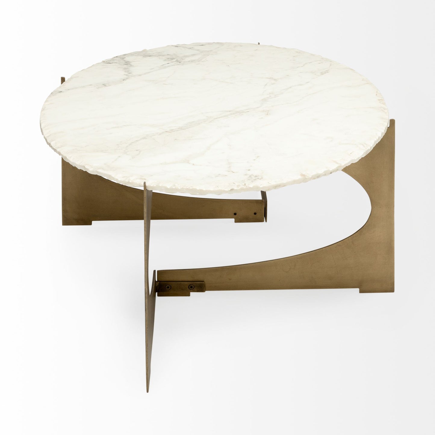 Oval Marble Top and Gold Metal Base Coffee Table By Homeroots | Coffee Tables | Modishstore - 3