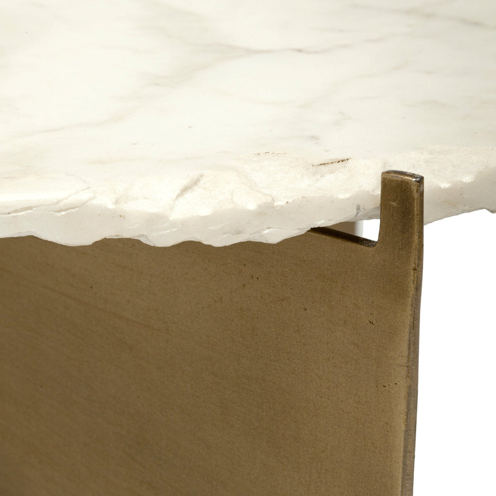 Oval Marble Top and Gold Metal Base Coffee Table By Homeroots | Coffee Tables | Modishstore - 5
