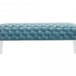 Rectangular Modern Light Teal Textured Velvet Bench with acrylic legs By Homeroots