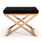 Modern Black Velvet with nailhead trim and Rose Gold Stool By Homeroots | Stools | Modishstore