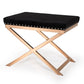 Modern Black Velvet with nailhead trim and Rose Gold Stool By Homeroots | Stools | Modishstore - 2