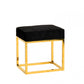 Square Modern Black Velvet Ottoman with Gold Stainless Steel By Homeroots