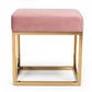 Square Modern Pink Velvet Ottoman with Gold Stainless Steel By Homeroots | Ottomans | Modishstore - 2