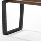 Rectangular Modern Walnut Finish Dining Bench with Black Metal U shaped legs By Homeroots | Benches | Modishstore - 4