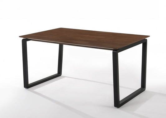 Rectangular Modern Walnut Finish Dining Table with Black Metal U shape legs By Homeroots