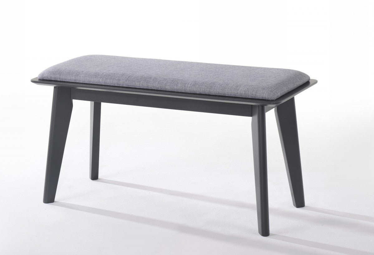 Modern Grey Fabric Upholstered Dining Bench with Charcoal Grey painted wood legs By Homeroots | Benches | Modishstore - 2