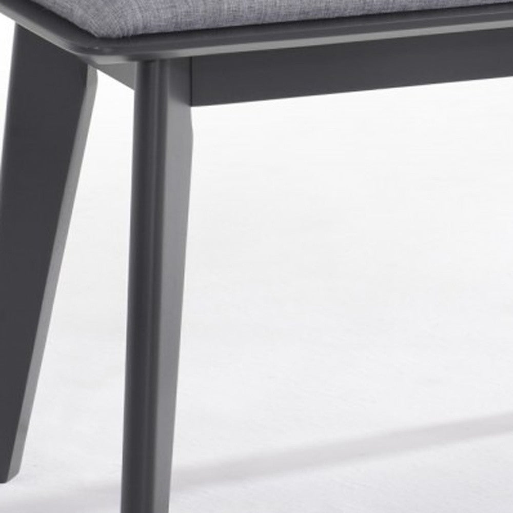 Modern Grey Fabric Upholstered Dining Bench with Charcoal Grey painted wood legs By Homeroots