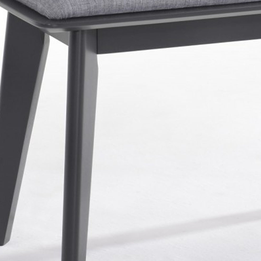 Modern Grey Fabric Upholstered Dining Bench with Charcoal Grey painted wood legs By Homeroots | Benches | Modishstore - 4