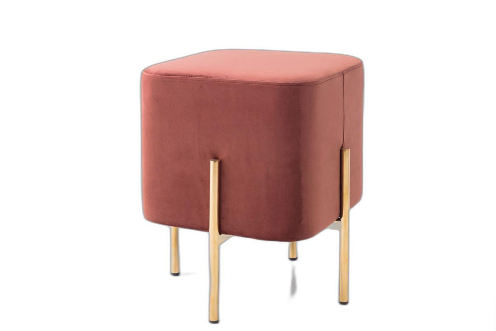 Square Modern Copper Upholstered Ottoman with Gold legs By Homeroots | Ottomans | Modishstore - 2
