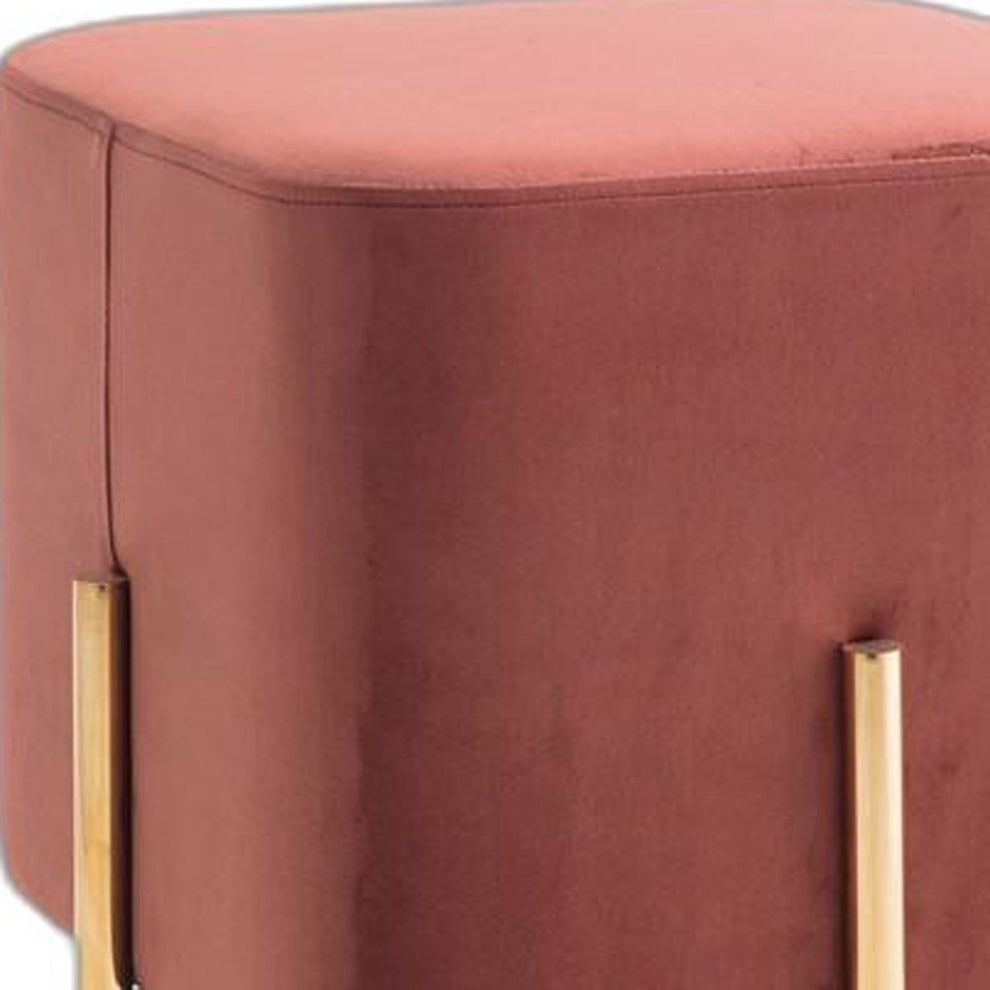 Square Modern Copper Upholstered Ottoman with Gold legs By Homeroots | Ottomans | Modishstore - 3